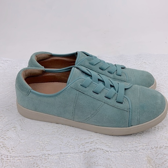 Vionic leather Suede Sneakers Size 8.5 Teal aqua blue green cushioned EUC - Picture 12 of 13